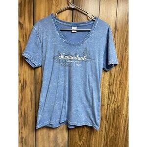 Shenandoah National Park Women's T-Shirt Vintage Large Scoop Neck Blue